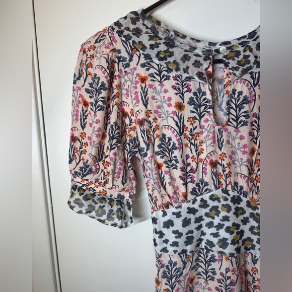 NWT Cath Kidston Frill Paper Pansies Floral Leopard Contrast Midi Dress 6 US 2 - Picture 4 of 16